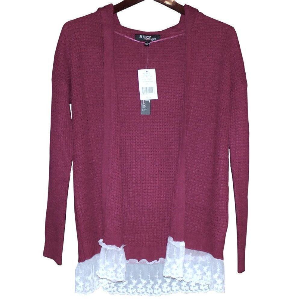Berry Multi-media Bohemian Hoodie Cardigan Sweater, NWT, Girl's Large‌‌